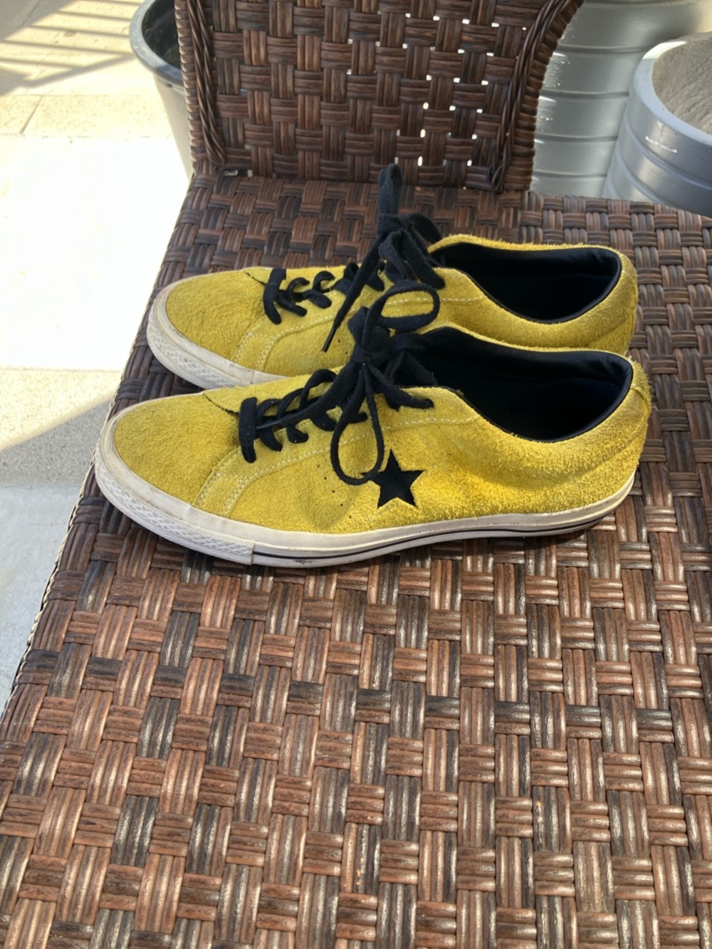 Converse One Star Yellow Suede Sneakers with Black Accents